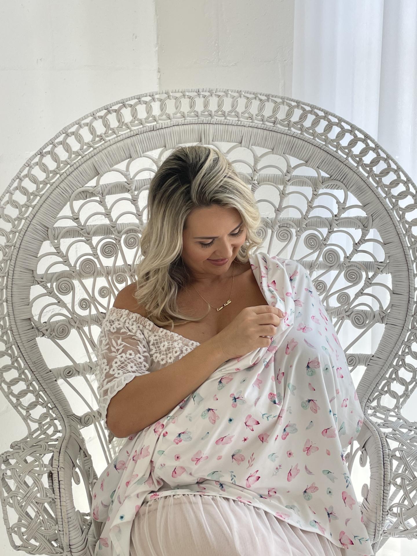 Swaddle draped as a nursing cover